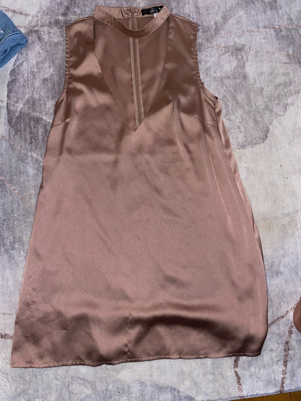 Missguided Satin Mini Dress in Brown